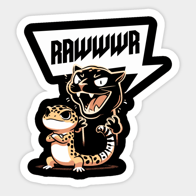 RAWWWR I am a Leopard Gecko (Back Print) Sticker by DoodleDashDesigns